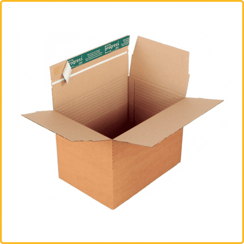 460x309x108 300mm Aufrichteschachtel premium Selbstklebeverschluss Hoehenrillung